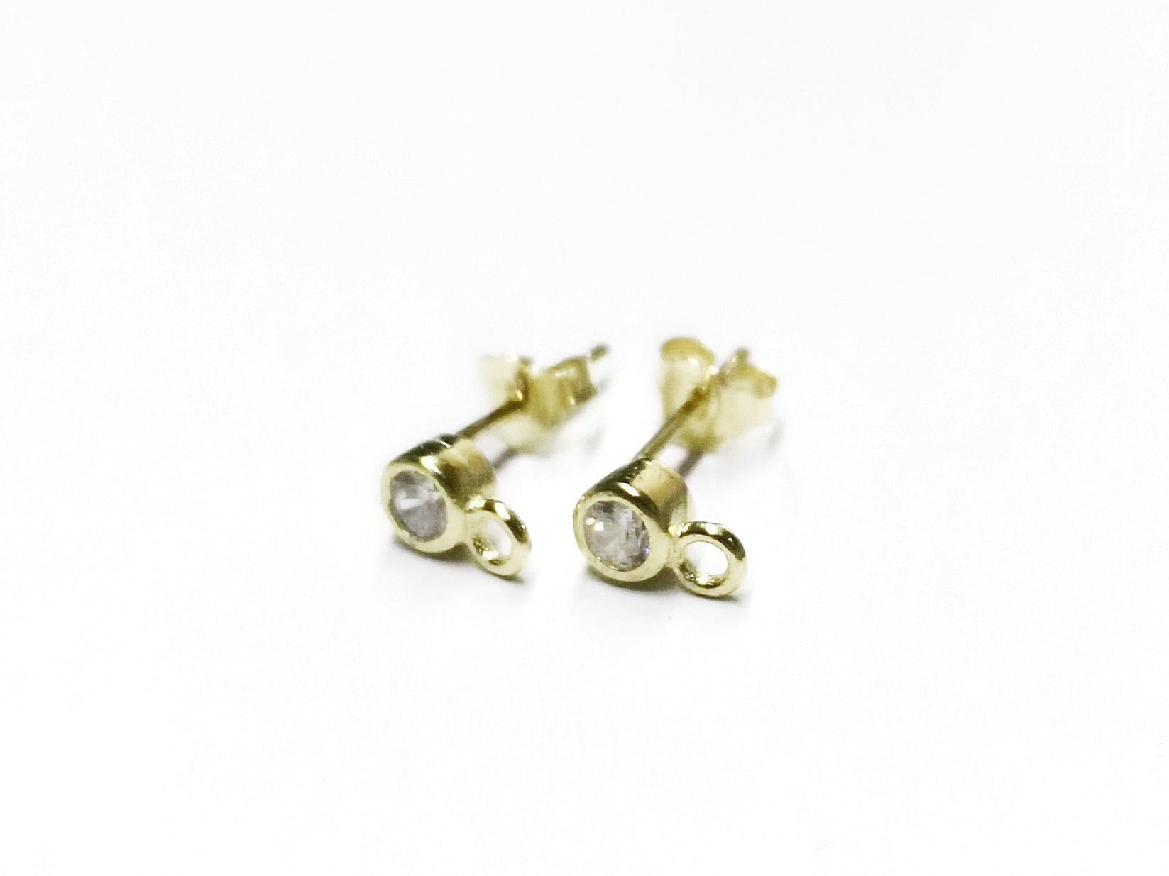 Earstud, Sterling Silver, clear CZ stone | 925銀閃石耳針, 有圈