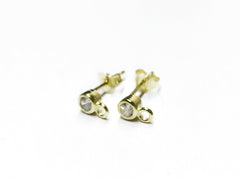 Earstud, Sterling Silver, clear CZ stone | 925銀閃石耳針, 有圈