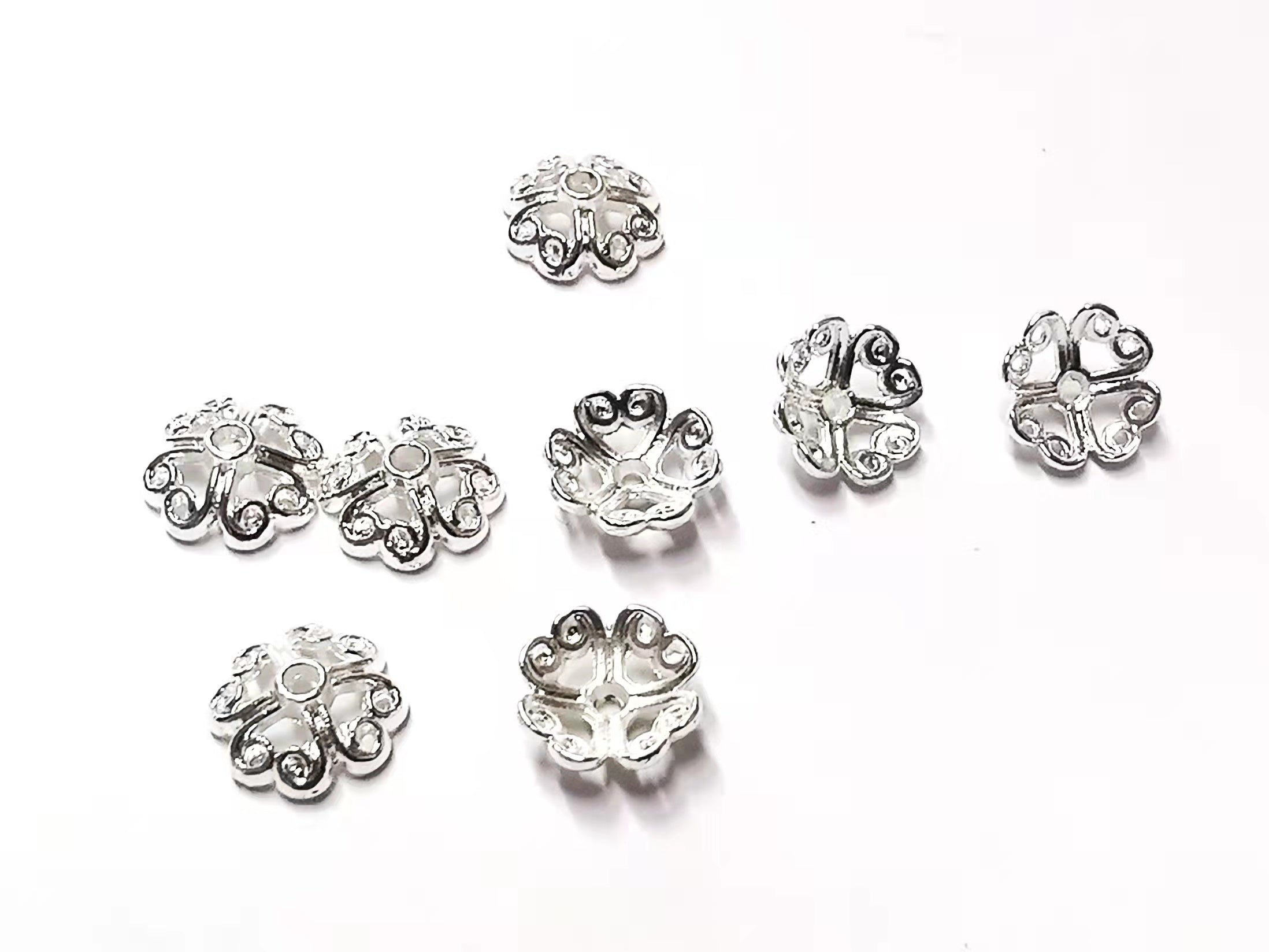 銅珠蓋, 8mm, 銀色, 10個