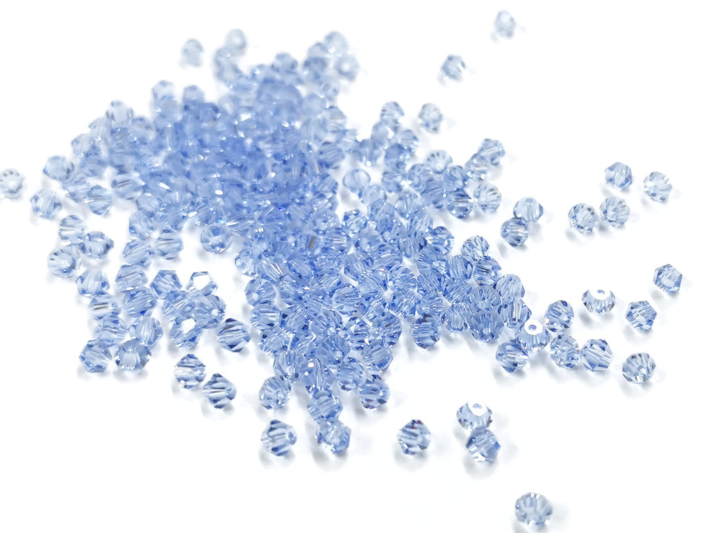 Bicone Glass Bead, 3mm, light blue, 144 pcs | 雙尖水晶玻璃, 3mm, 淺藍, 144粒