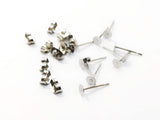 Earring Post, Stainless Steel, 4mm Flat Pad, 5 Pairs | 不鏽鋼耳托, 4mm, 5對