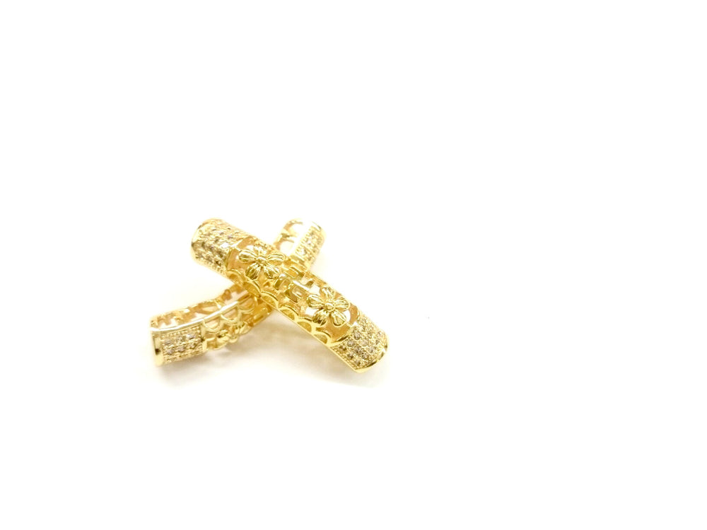 Bugle Findings, 7x30mm Golden Tube, Cubic Zirconia, Price Per Piece - amakeit bead 天富