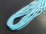 Glass beads, 2x3mm faceted rondelle, translucent aqua (#55) | 玻璃珠, 2x3mm, 切面扁珠, 果凍天藍 (#55)