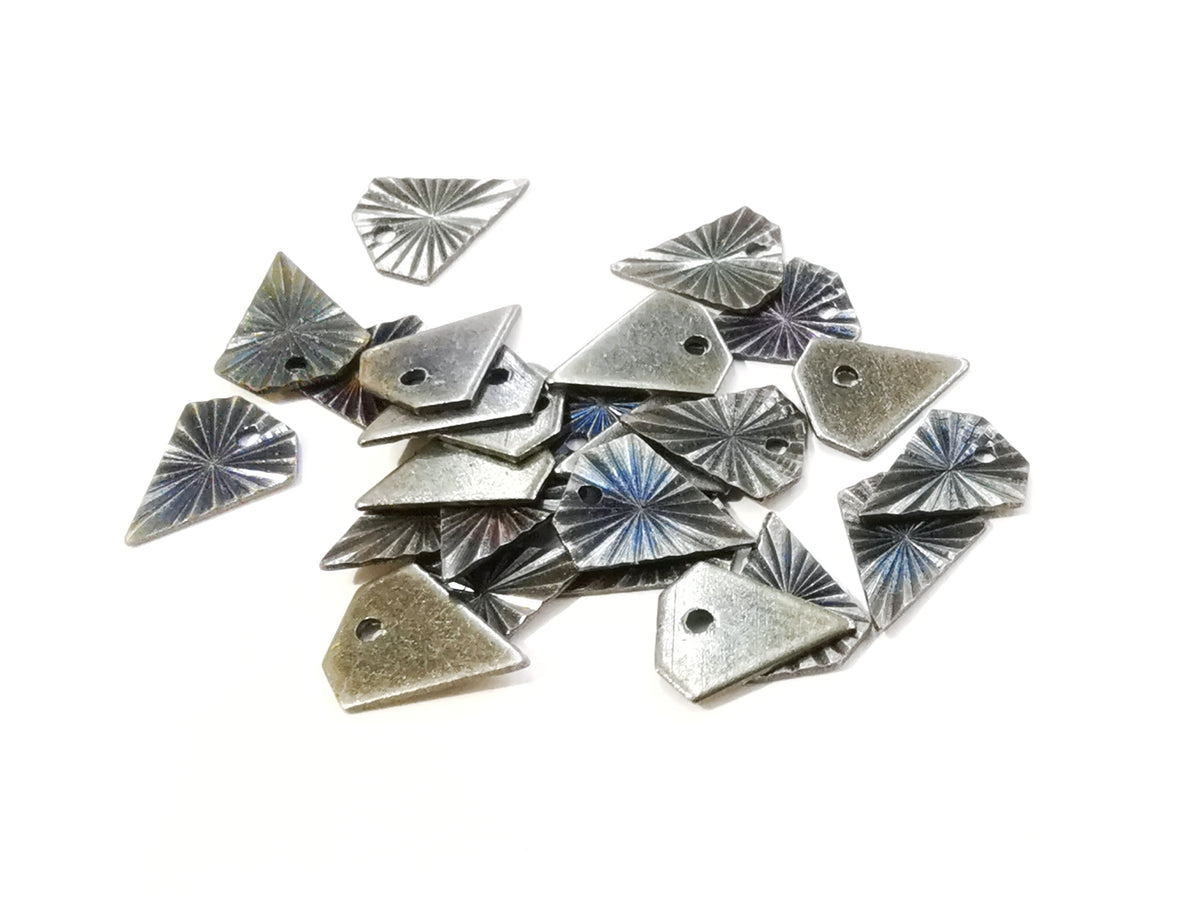 銅片, 鑽石形, 8x10mm, 邊孔, 20個
