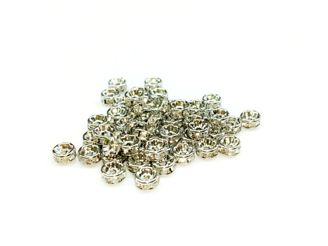 Rhinestone Spacer, 2.5x5mm Rondelle, 16 Pieces Per Pack - amakeit bead 天富