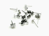 Earring Post, Stainless Steel, 5mm Flat Pad, 5 Pairs | 不鏽鋼耳托, 5mm, 5對