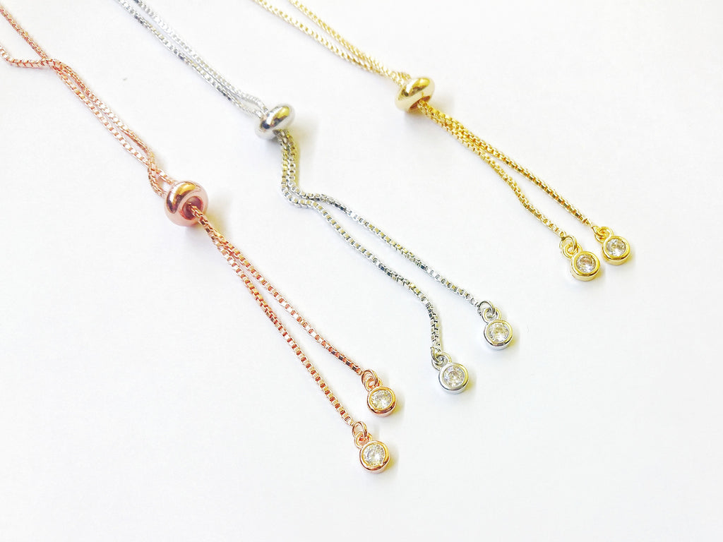 Open-end Adjustable Bracelet, Cubic Zirconia Chain End, Price Per Piece - amakeit bead 天富