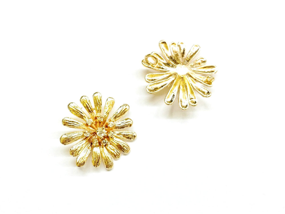 Cubic Zirconia Link, Chrysanthemum, Price Per Piece - amakeit bead 天富