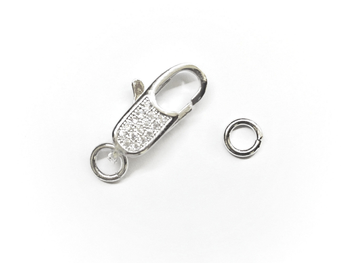 Lobster Clasp, 8x16mm, Cubic Zirconia, Price Per Clasp - amakeit bead 天富