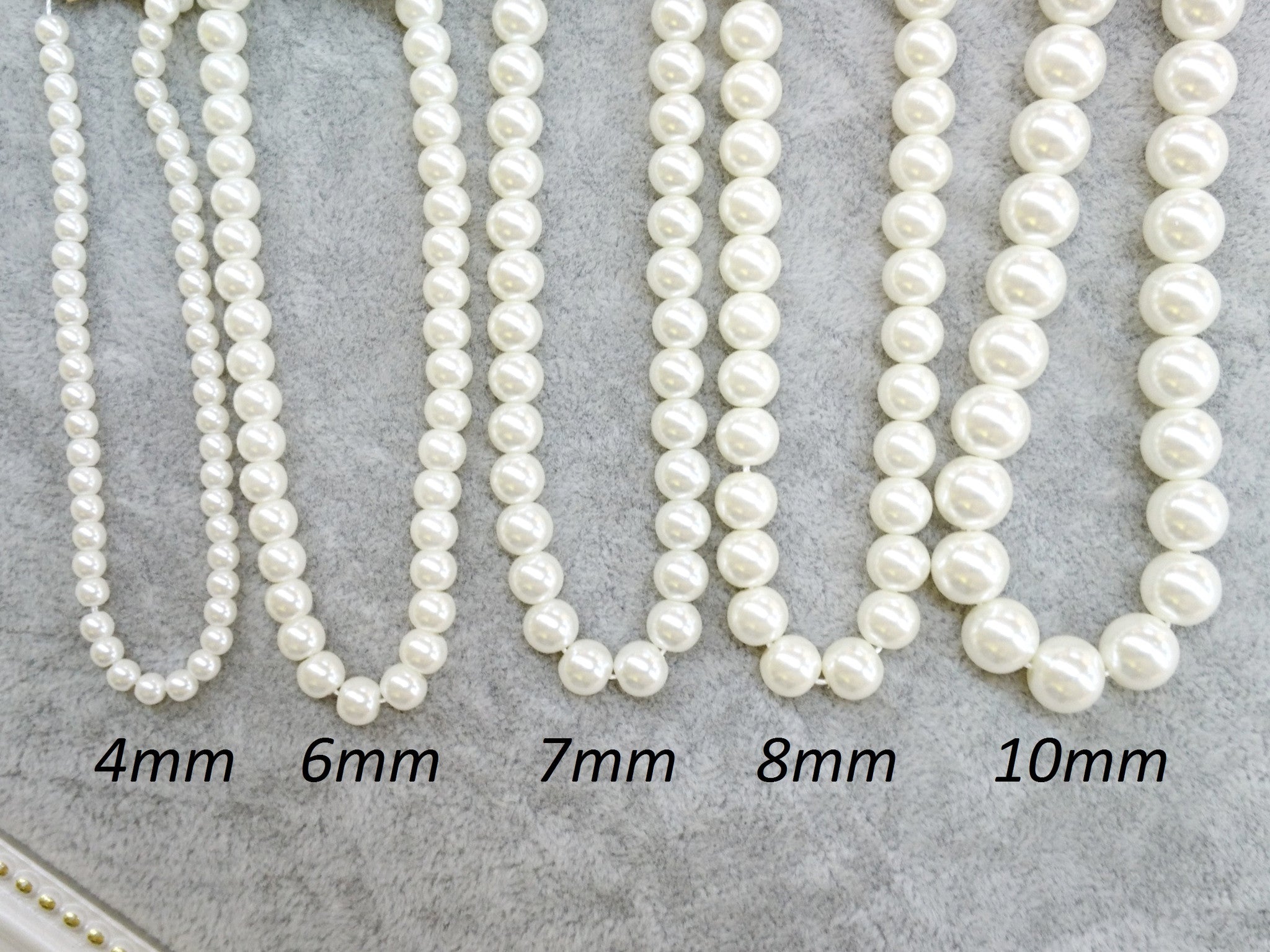 Glass pearl, Ivory color, from 3mm to 12mm - amakeit bead 天富