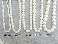 Glass pearl, Ivory color, from 3mm to 12mm - amakeit bead 天富