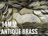 Brass sequins, 14mm, centre hole, 50 pcs | 圓銅片, 14mm, 中孔, 50個