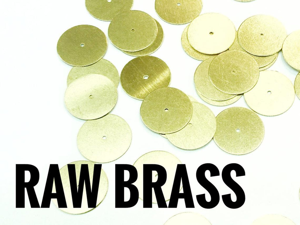 Brass sequins, 14mm, centre hole, 50 pcs | 圓銅片, 14mm, 中孔, 50個