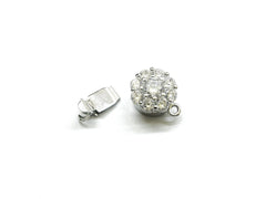 Box Clasp, 10mm, Cubic Zirconia Clasp, Round, Price Per Piece - amakeit bead 天富
