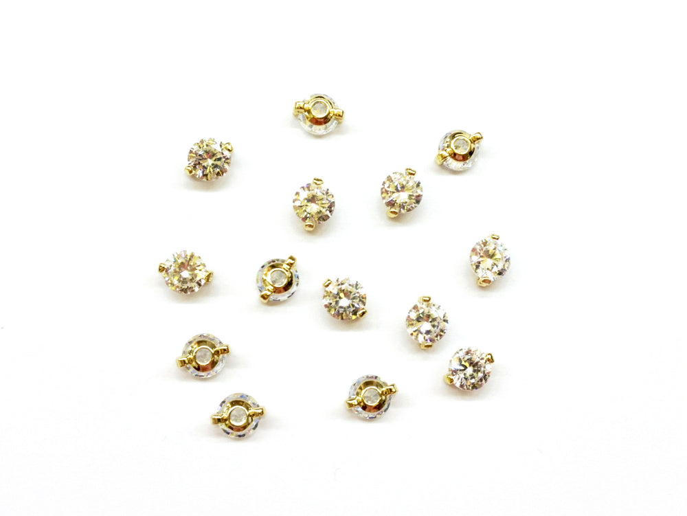 Cubic Zirconia Link, 6mm, 2 Pieces Per Pack - amakeit bead 天富