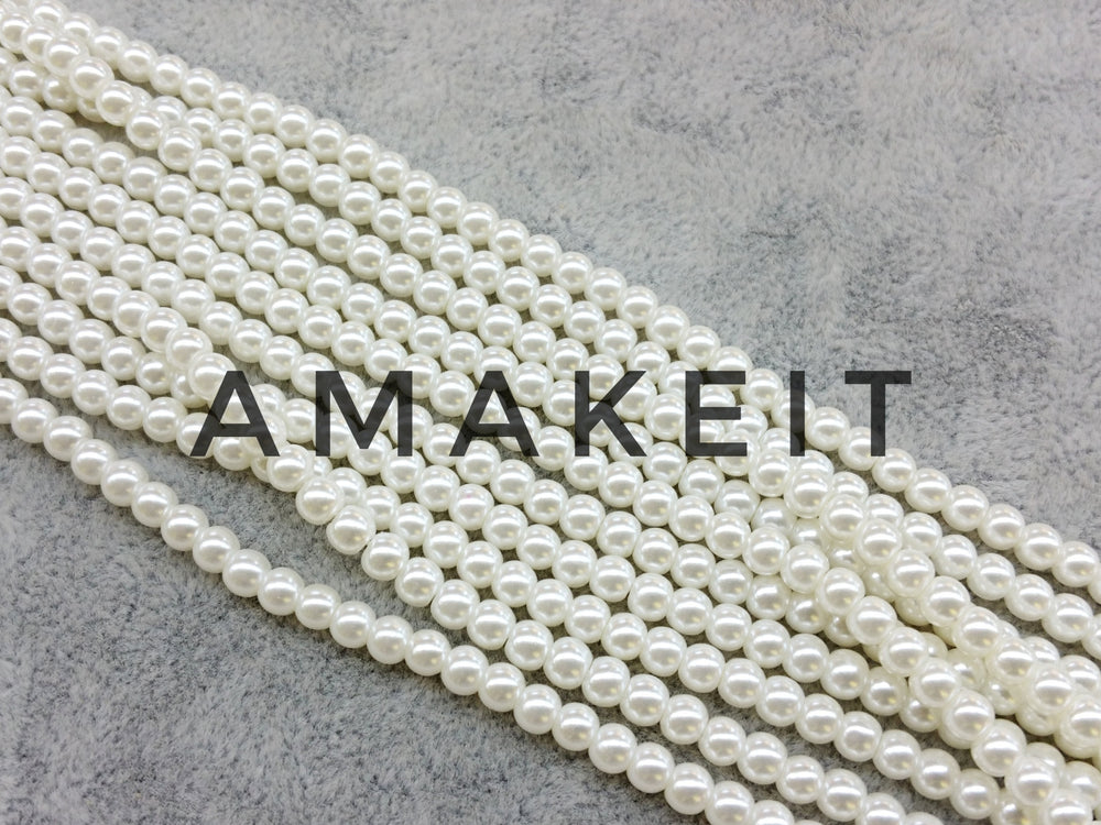 Glass pearl, Ivory color, from 3mm to 12mm - amakeit bead 天富