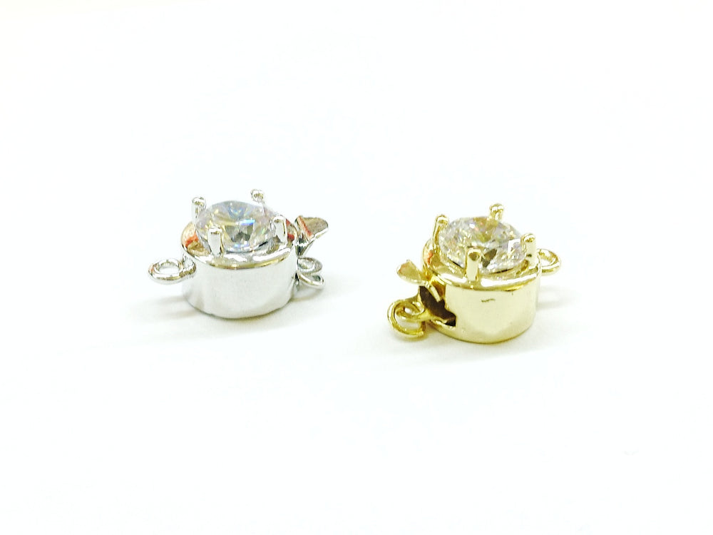 Box Clasp, 10mm, Cubic Zirconia Clasp, Round, Price Per Piece - amakeit bead 天富