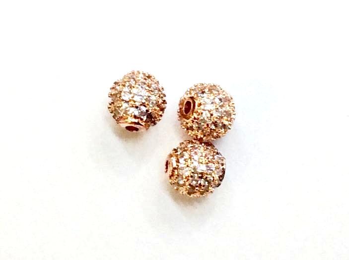 Cubic Zirconia Brass Beads, 5mm, Round, 1 Pc | 方晶鋯石銅珠, 5mm, 圓, 1個