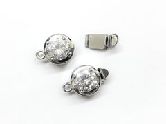 Box Clasp, 10mm, Cubic Zirconia Clasp, Round, Price Per Piece - amakeit bead 天富