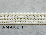 Glass pearl, Ivory color, from 3mm to 12mm - amakeit bead 天富
