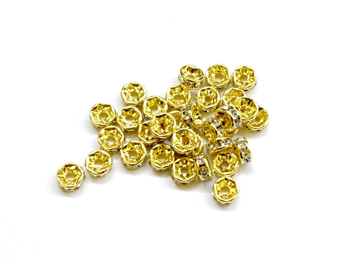 Rhinestone Spacer, 2.5x5mm Rondelle, 16 Pieces Per Pack - amakeit bead 天富
