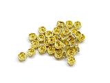 Spacer, Rondelle, 5mm Golden, Clear Rhinestone, 16 Pieces | 閃石隔珠, 5mm金色, 透明水鑽, 16個