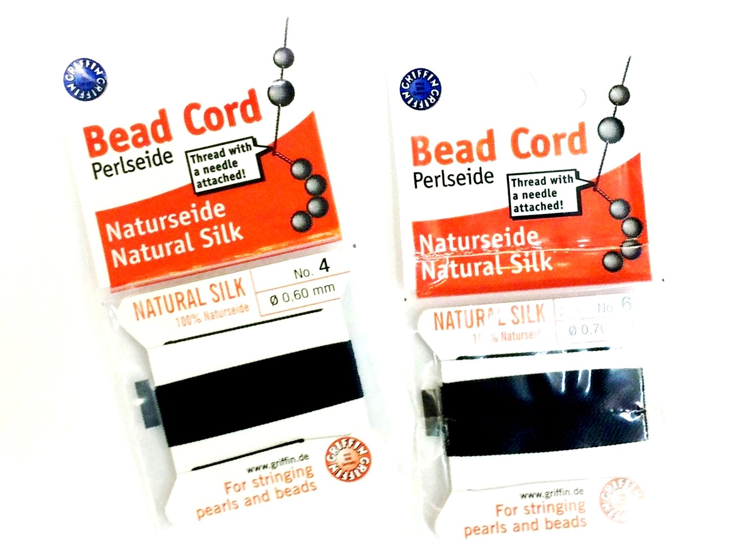 德國Griffin珍珠線, 0.45/0.6/0.7mm, 2米, 附針, 黑色