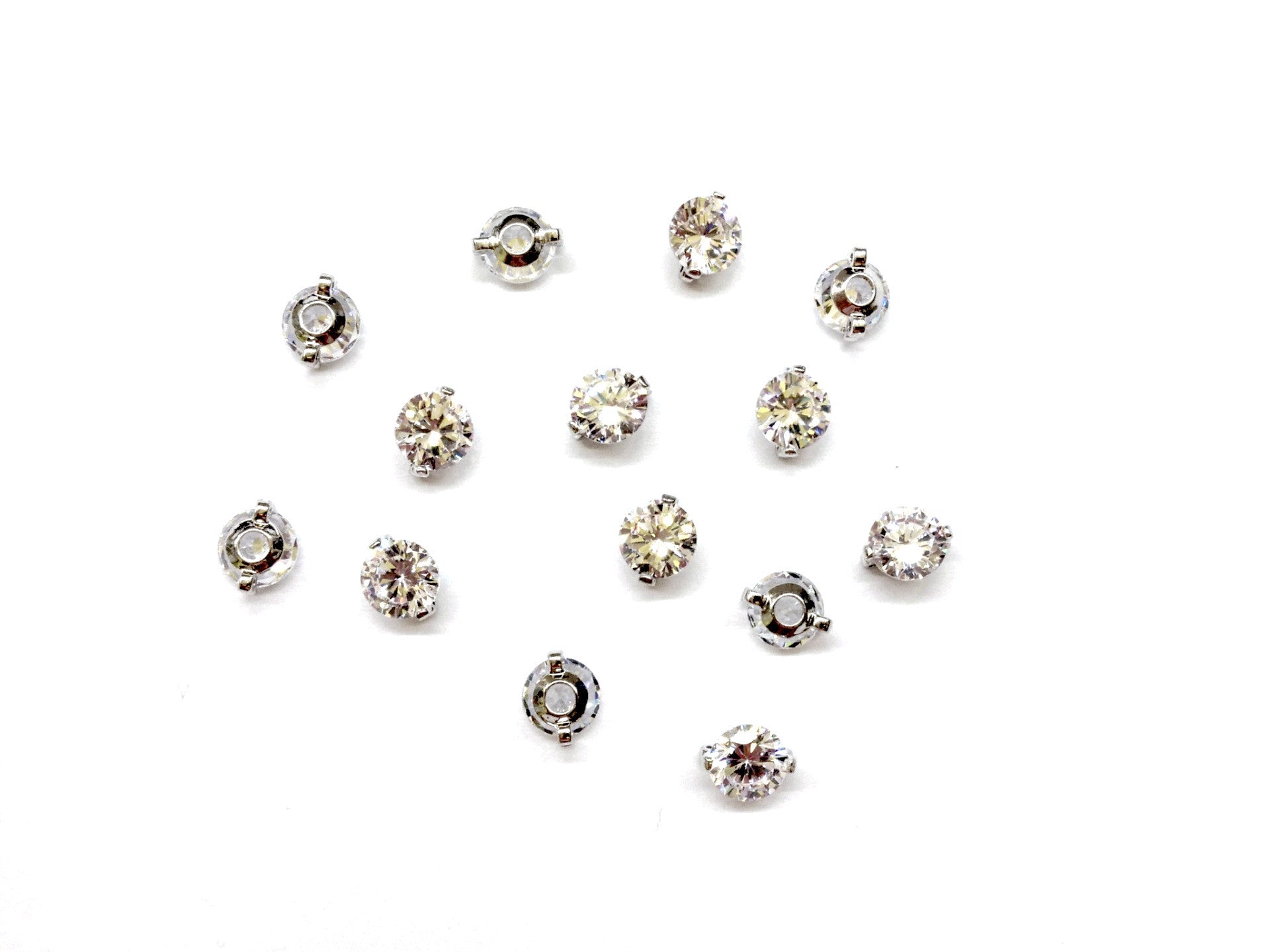 Cubic Zirconia Link, 6mm, 2 Pieces Per Pack - amakeit bead 天富