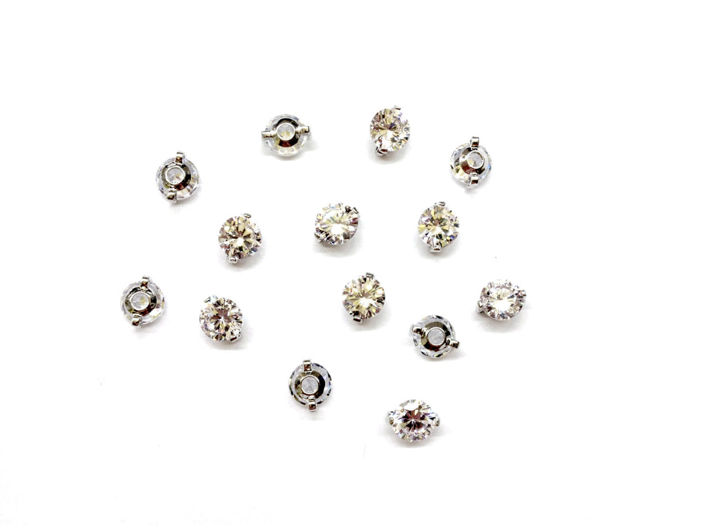 Cubic Zirconia Link, 6mm, 2 Pieces Per Pack - amakeit bead 天富