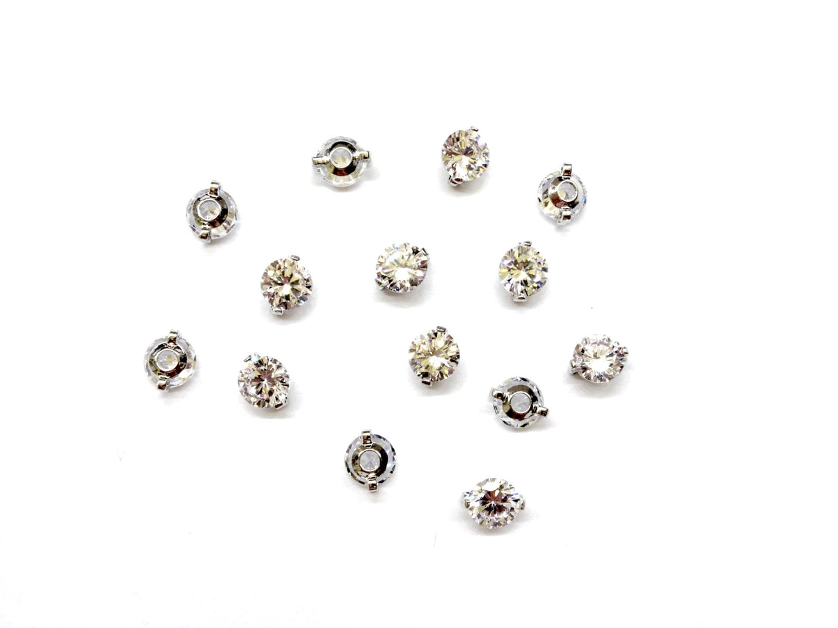 Cubic Zirconia Link, 6mm, 2 Pieces Per Pack - amakeit bead 天富