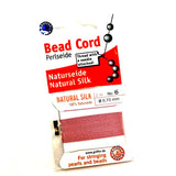 Cord, Griffin, 0.6/0.7mm Natural Silk, 2 Meters, Dark Pink | 德國Griffin珍珠線, 0.6/0.7mm, 2米, 附針, 深粉紅色