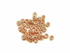 Spacer, Rondelle, 6mm Rose Gold, Clear Rhinestone, 12 Pieces  | 閃石隔珠, 6mm, 透明水鑽, 玫瑰金色 12個