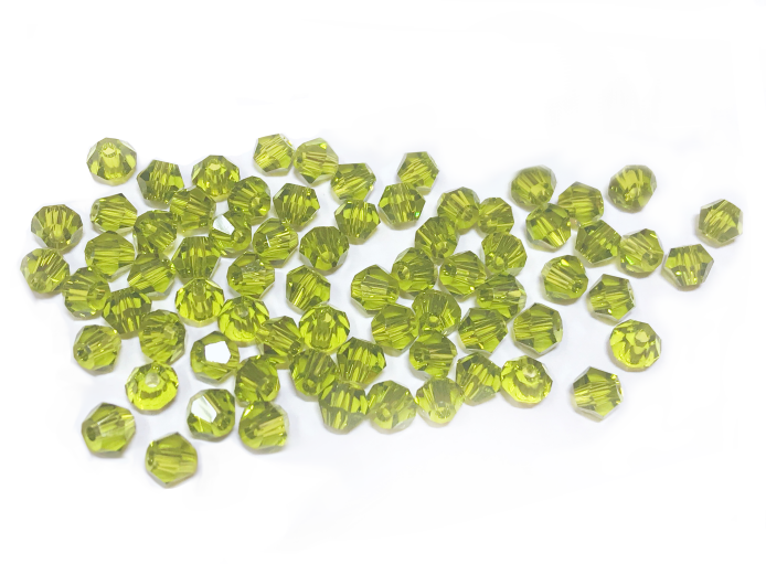 雙尖水晶玻璃, 5mm, 橄欖綠, 72粒