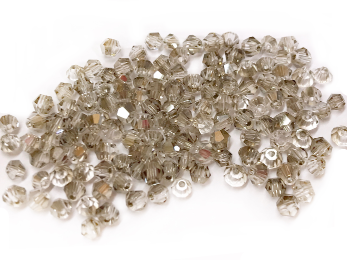 雙尖水晶玻璃, 3mm, 透明灰, 144粒